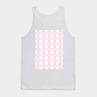 light pink gingham, romantic, gingham hearts, valentines day y2k, girly pink aesthetic Tank Top